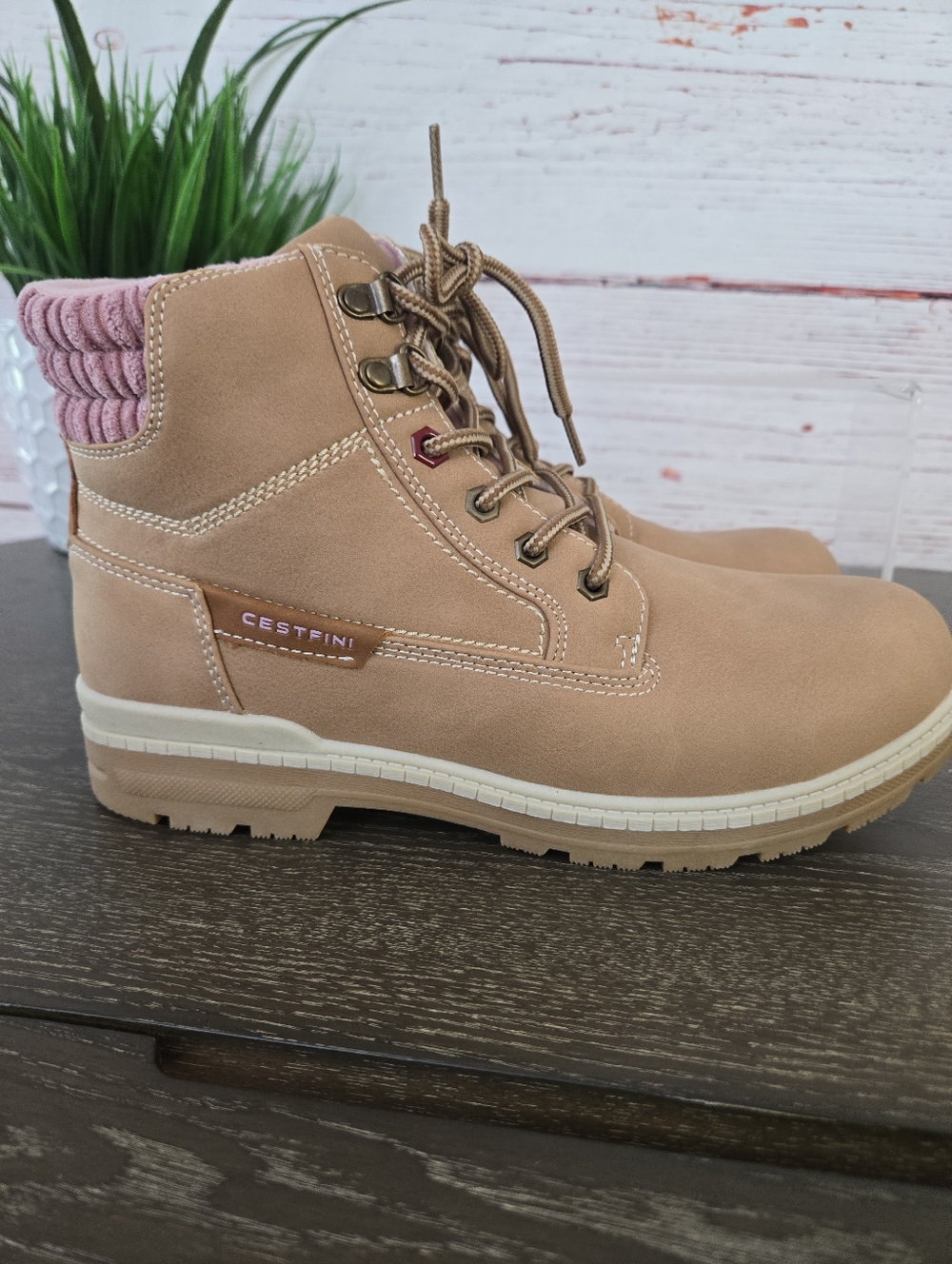 Tan Combat Boots Women Size 8.5 Lace Up Hiking Style NWOB - Picture 6 of 9